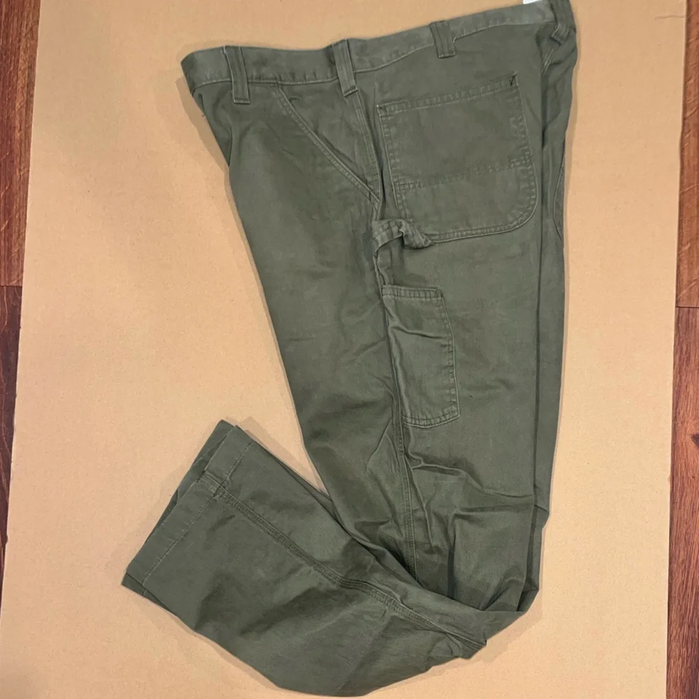 Mens Army Green Carhartt Carpenter Pants Size 38 x 34 Relaxed Fit - Picture 4 of 16